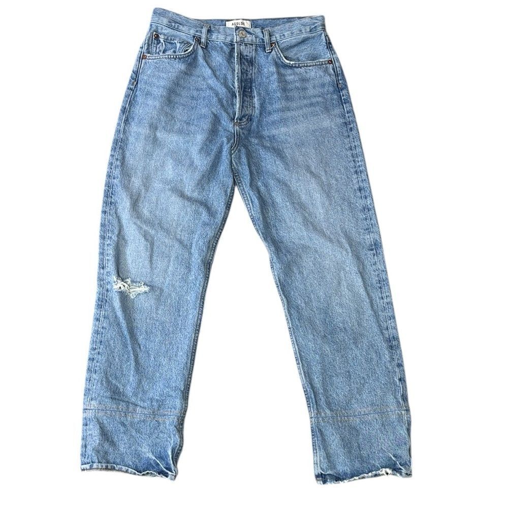Agolde women’s 28 90s pinch waist jeans‎ light wash button fly distressed